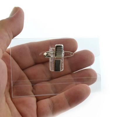 Ecuson transparent Office box, cu ac si clip, 90x58 mm